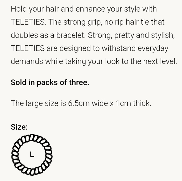 Teleties Hairbands 3pk- Rainbow Rope |New In Packaging|Strong Grip|LARGE - Picture 5 of 10